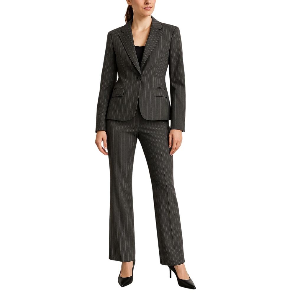 My Michelle Charcoal Gray Pinstripe Pantsuit Formal Business Suit Size Large